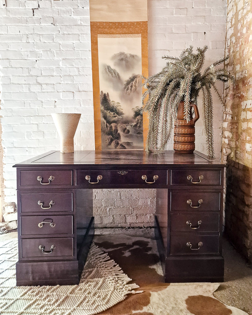 Antique Mahogany Pedestal Desk