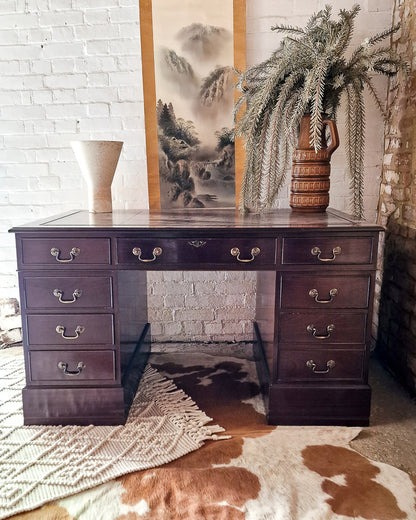 Antique Mahogany Pedestal Desk