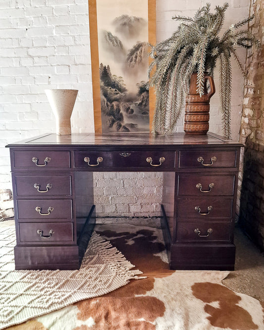 Antique Mahogany Pedestal Desk
