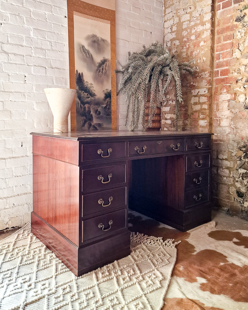 Antique Mahogany Pedestal Desk