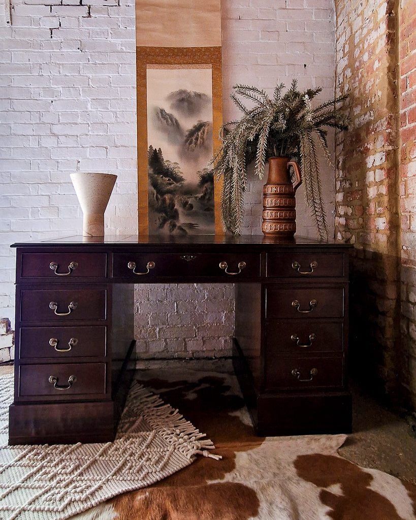 Antique Mahogany Pedestal Desk