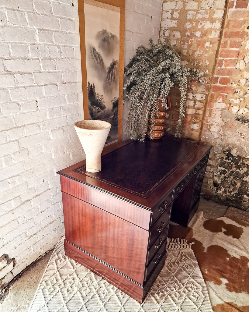 Antique Mahogany Pedestal Desk