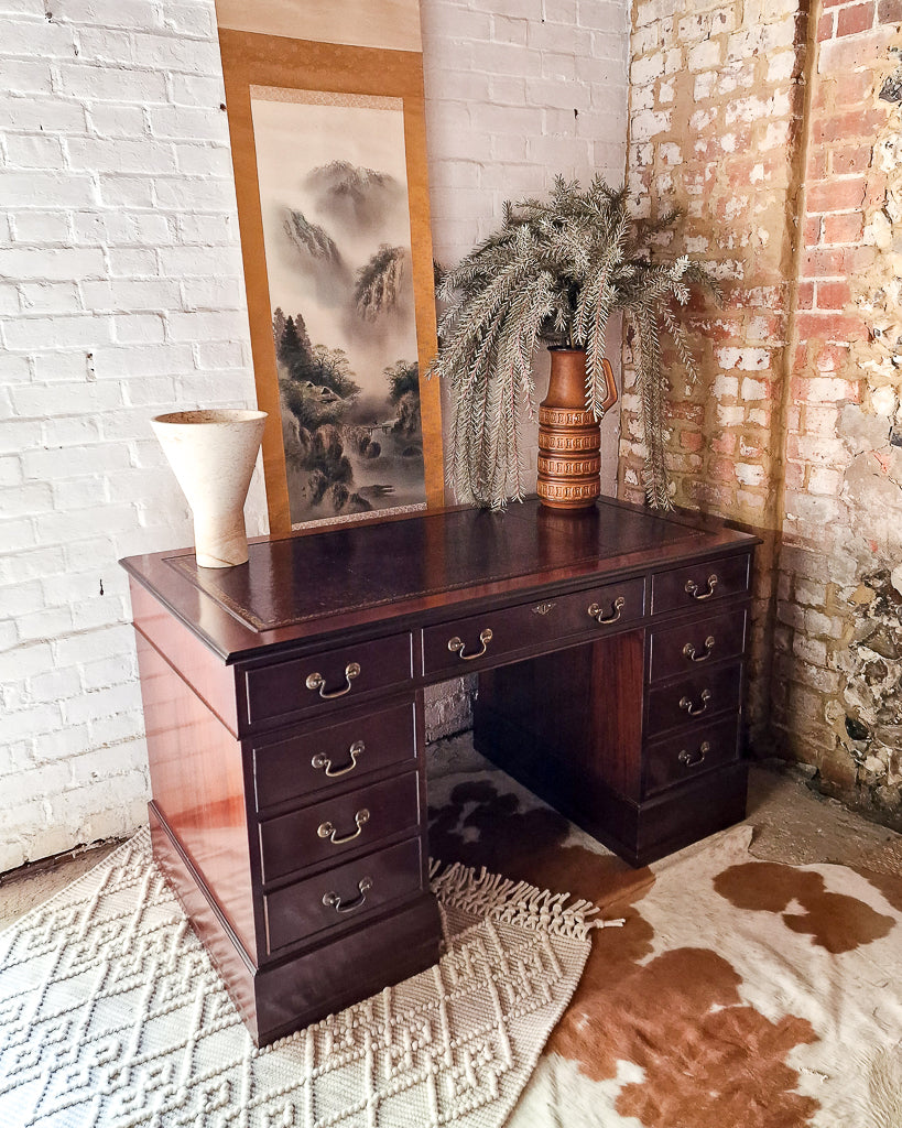 Antique Mahogany Pedestal Desk