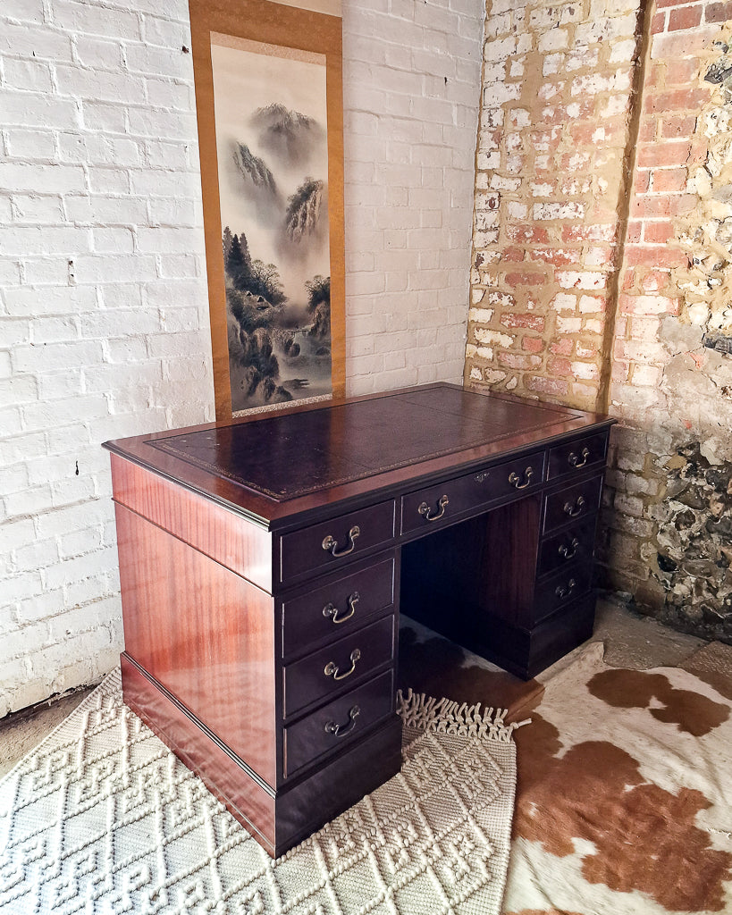 Antique Mahogany Pedestal Desk