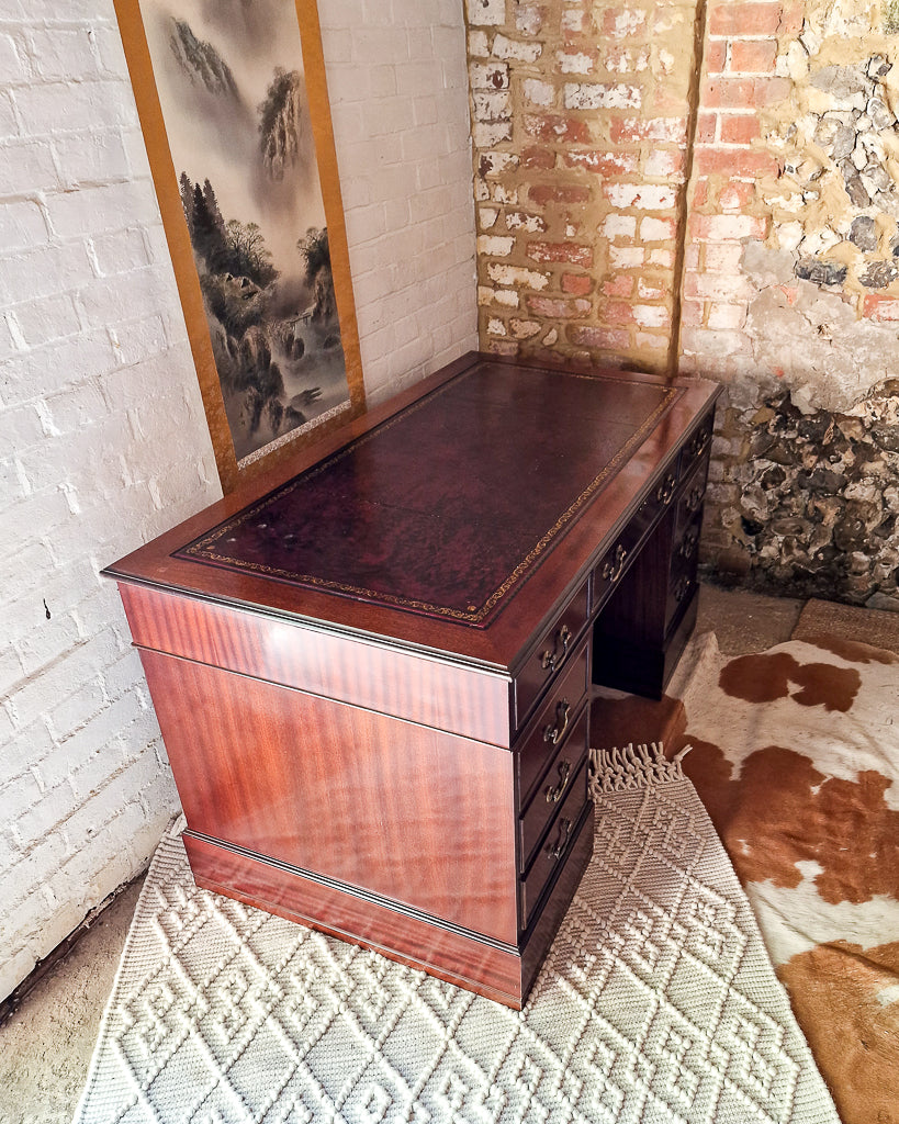 Antique Mahogany Pedestal Desk