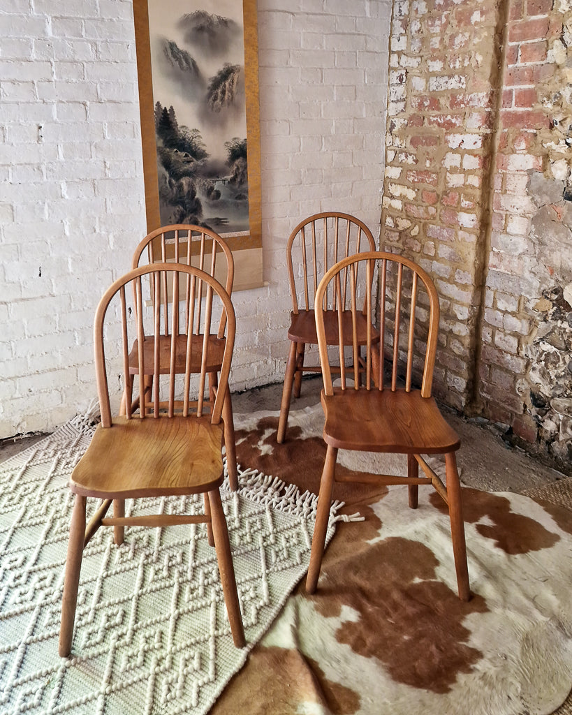 Mid Century Ercol Elm Dining Table and Four Chairs