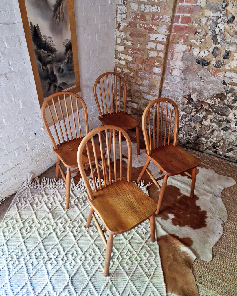 Mid Century Ercol Elm Dining Table and Four Chairs