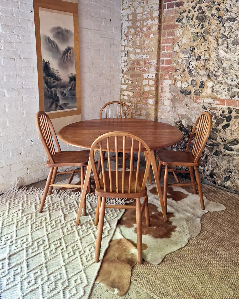 Mid Century Ercol Elm Dining Table and Four Chairs