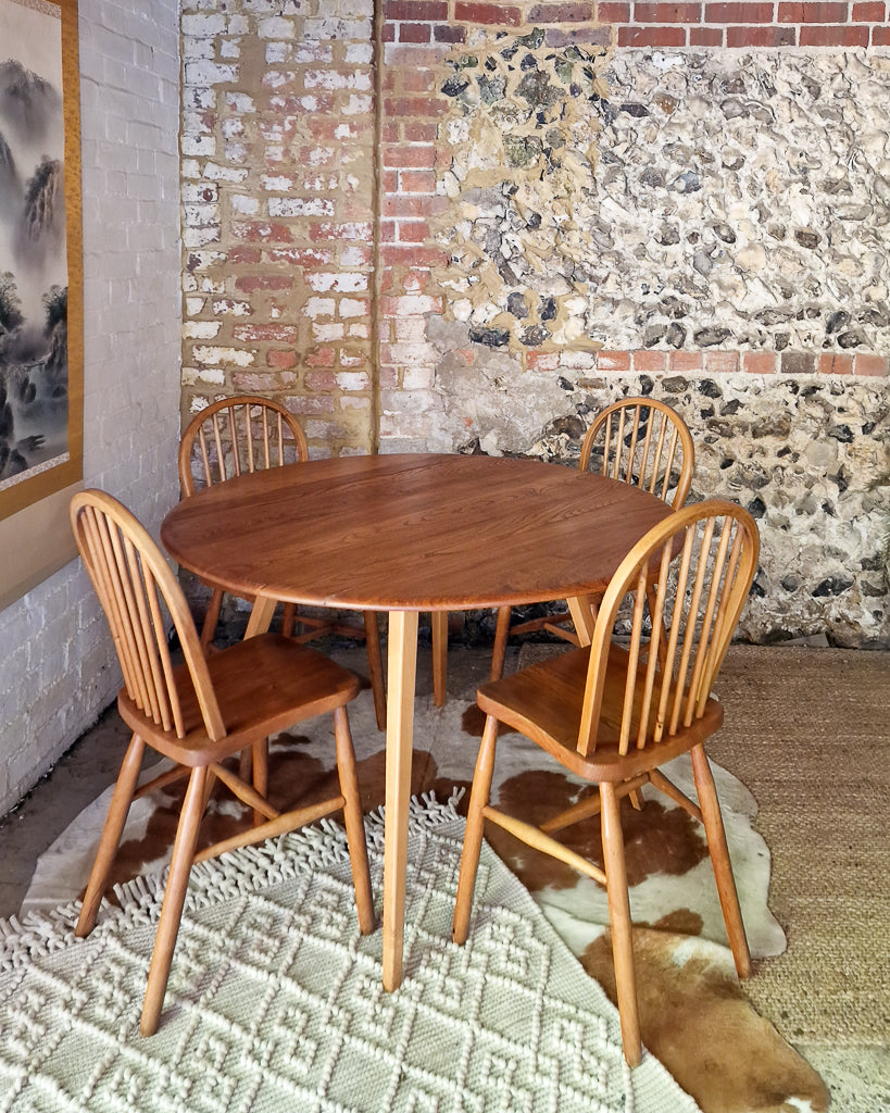 Mid Century Ercol Elm Dining Table and Four Chairs