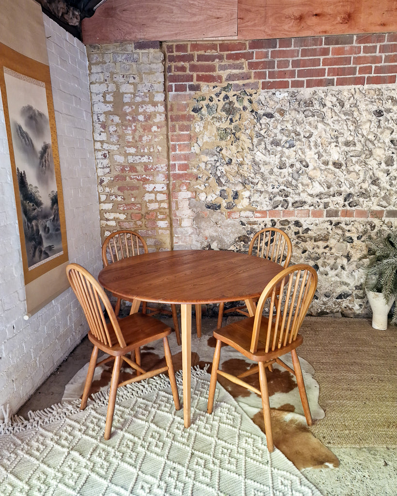 Mid Century Ercol Elm Dining Table and Four Chairs
