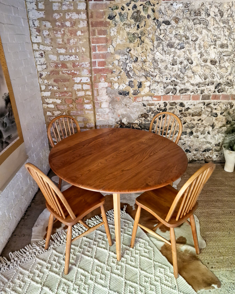 Mid Century Ercol Elm Dining Table and Four Chairs