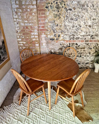 Mid Century Ercol Elm Dining Table and Four Chairs
