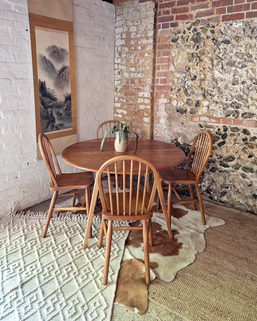 Mid Century Ercol Elm Dining Table and Four Chairs