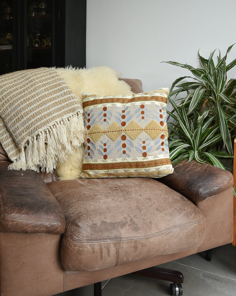 Vintage Indian / Jaipur Style Cushion (17"x17" Square)
