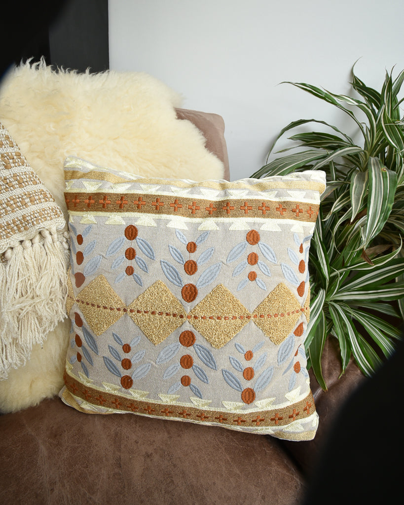 Vintage Indian / Jaipur Style Cushion (17"x17" Square)