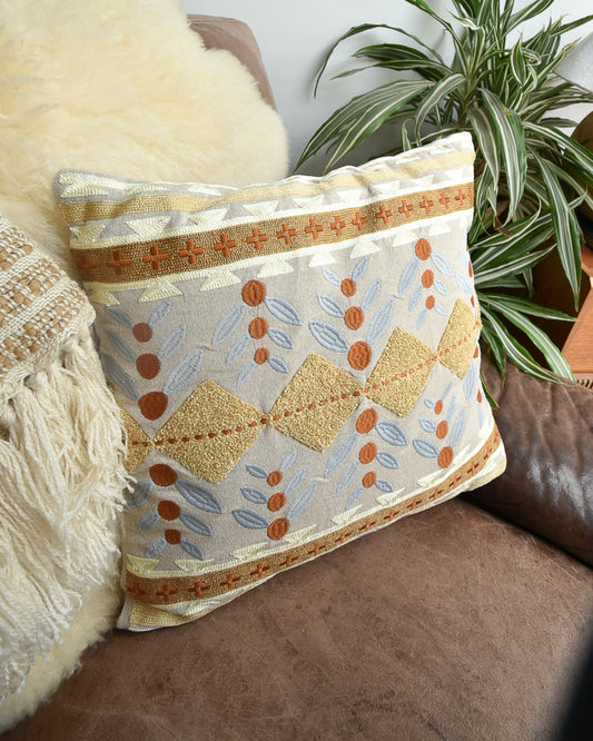Vintage Indian / Jaipur Style Cushion (17"x17" Square)