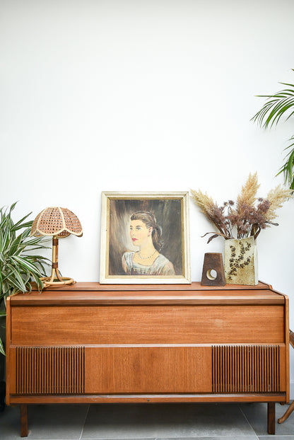Mid Century Framed Oil Painting Portrait