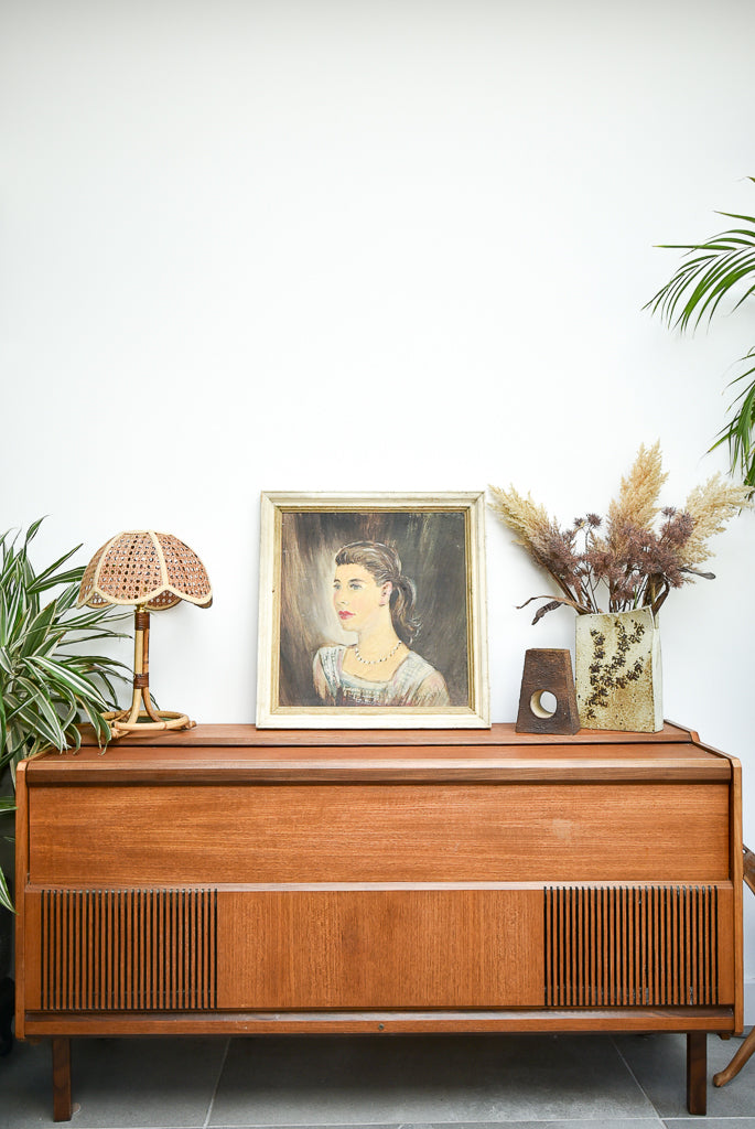 Mid Century Framed Oil Painting Portrait