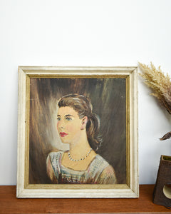 Mid Century Framed Oil Painting Portrait