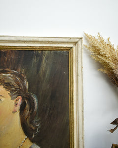 Mid Century Framed Oil Painting Portrait