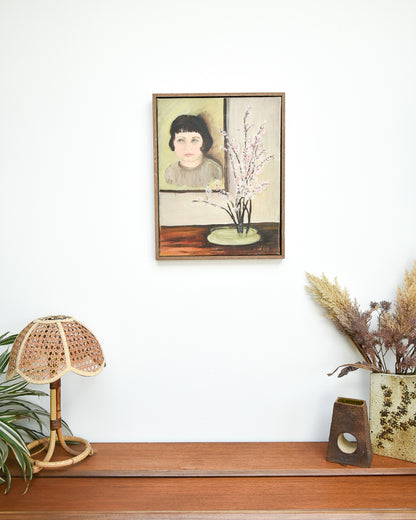 Mid Century Framed Oil Painting Portrait Young Child