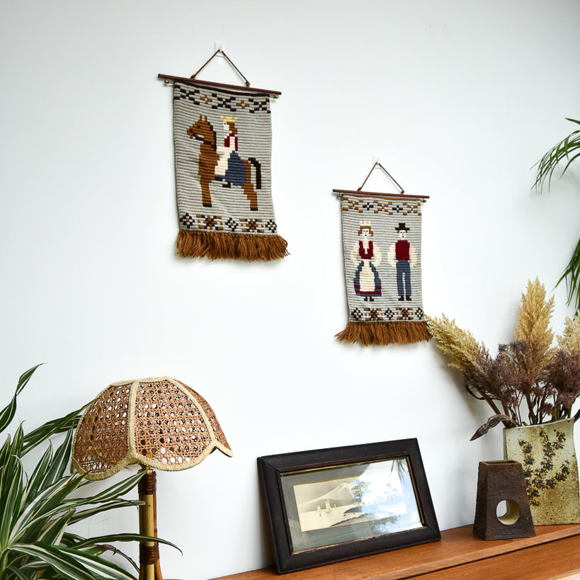 Norwegian Wool Tapestry Wall Hangings (Pair)