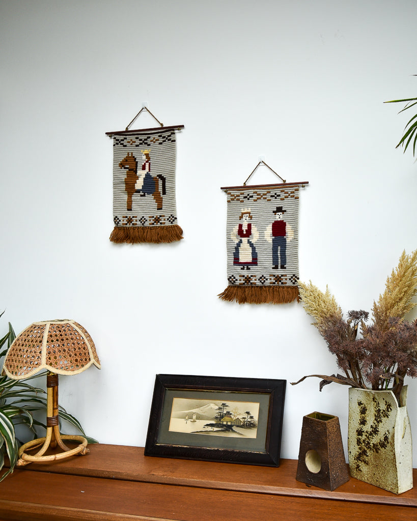 Norwegian Wool Tapestry Wall Hangings (Pair)