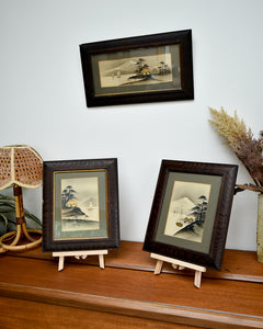 Antique Victorian Oriental Painting Trio Set (x3)