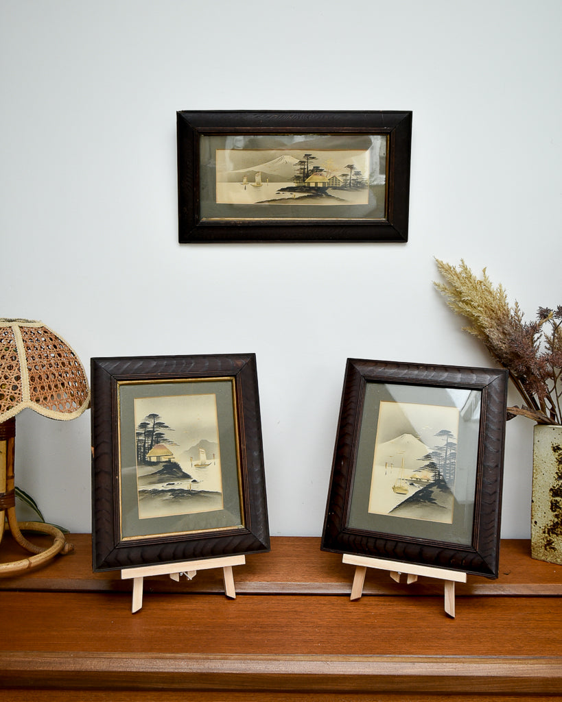 Antique Victorian Oriental Painting Trio Set (x3)