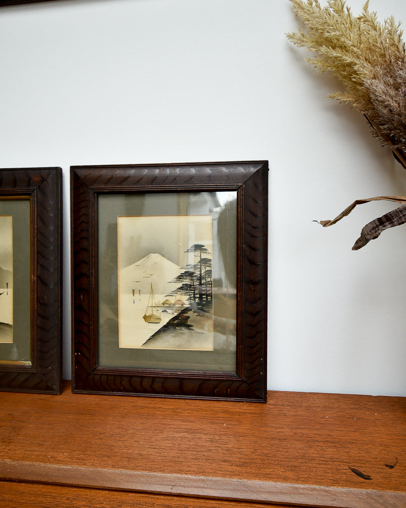 Antique Victorian Oriental Painting Trio Set (x3)