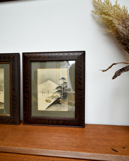 Antique Victorian Oriental Painting Trio Set (x3)