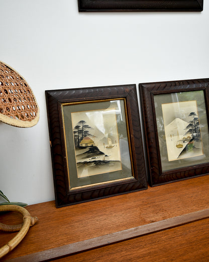 Antique Victorian Oriental Painting Trio Set (x3)