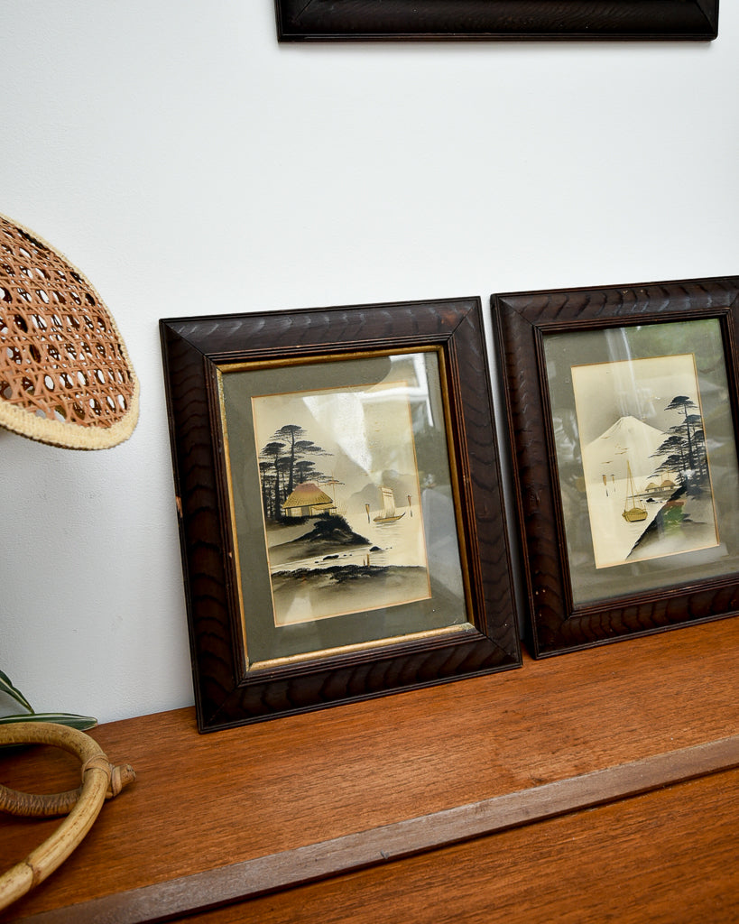Antique Victorian Oriental Painting Trio Set (x3)