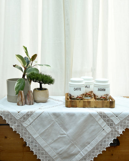 Mid Century 1950s Milk Glass Canister Set
