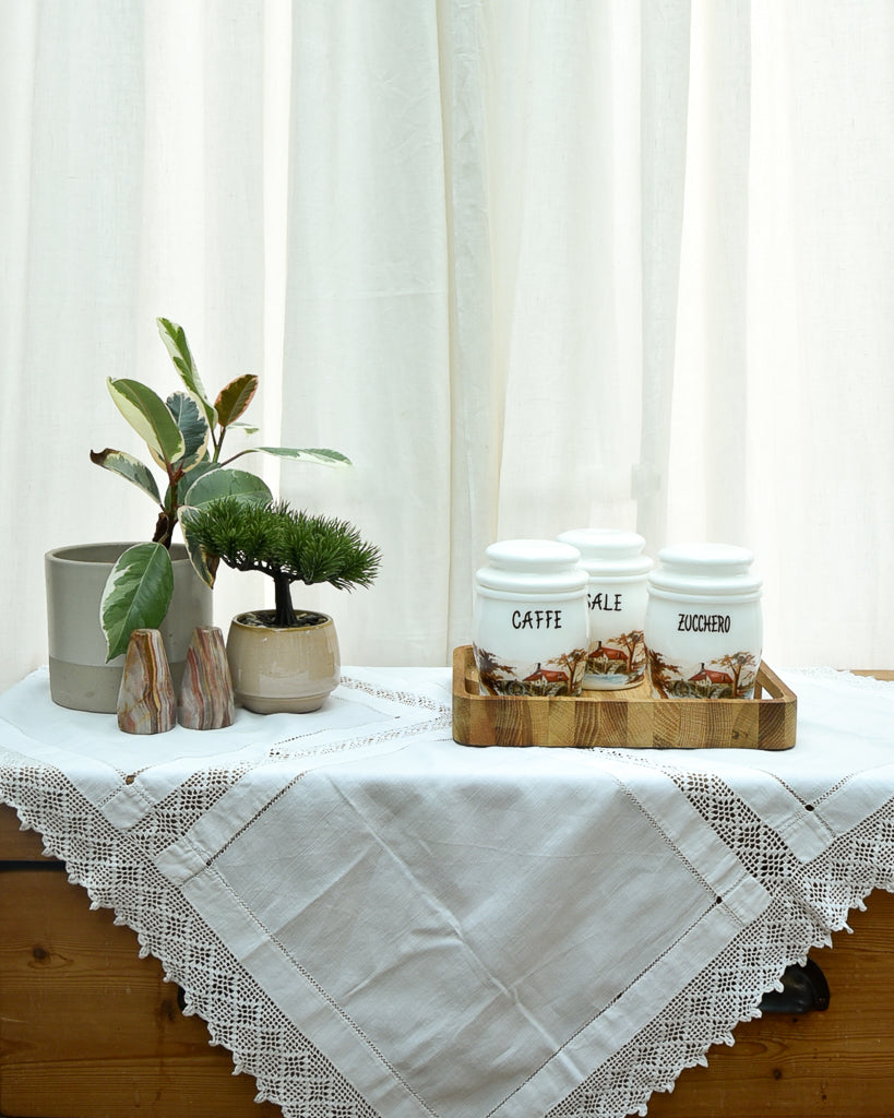 Mid Century 1950s Milk Glass Canister Set