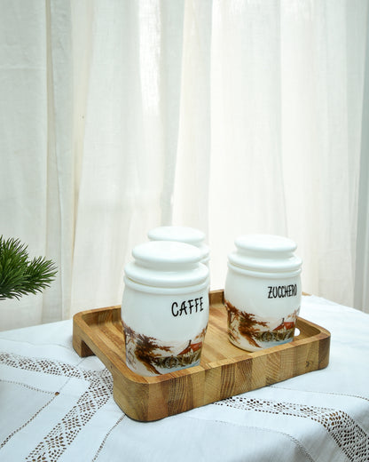 Mid Century 1950s Milk Glass Canister Set