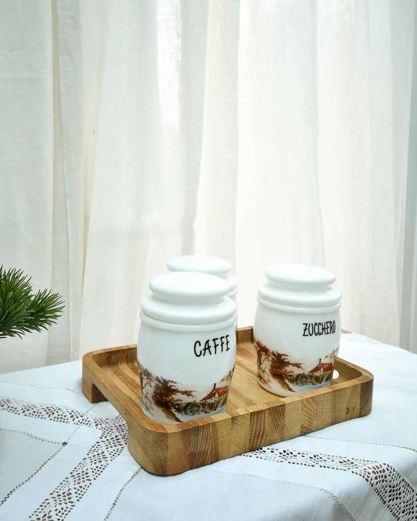 Mid Century 1950s Milk Glass Canister Set