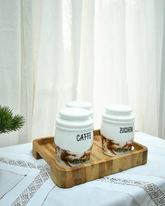 Mid Century 1950s Milk Glass Canister Set