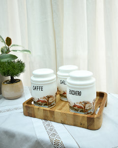 Mid Century 1950s Milk Glass Canister Set