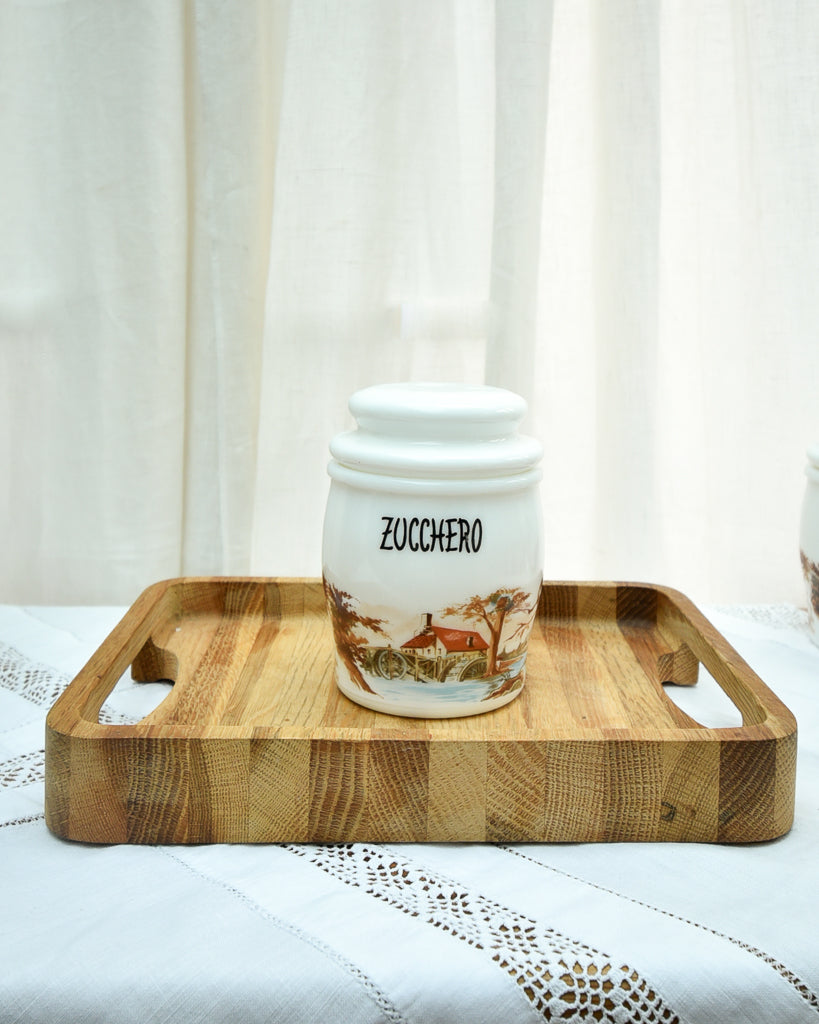Mid Century 1950s Milk Glass Canister Set