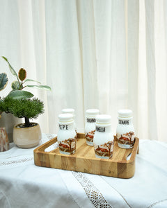 Mid Century 1950s Milk Glass Herb Jar Set
