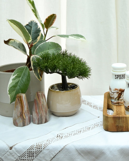 Mid Century Onyx Marble Salt & Pepper Shaker Set