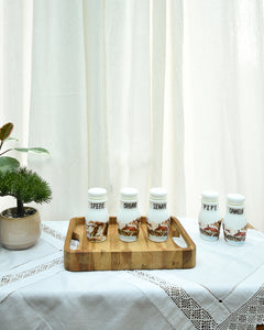 Mid Century 1950s Milk Glass Herb Jar Set
