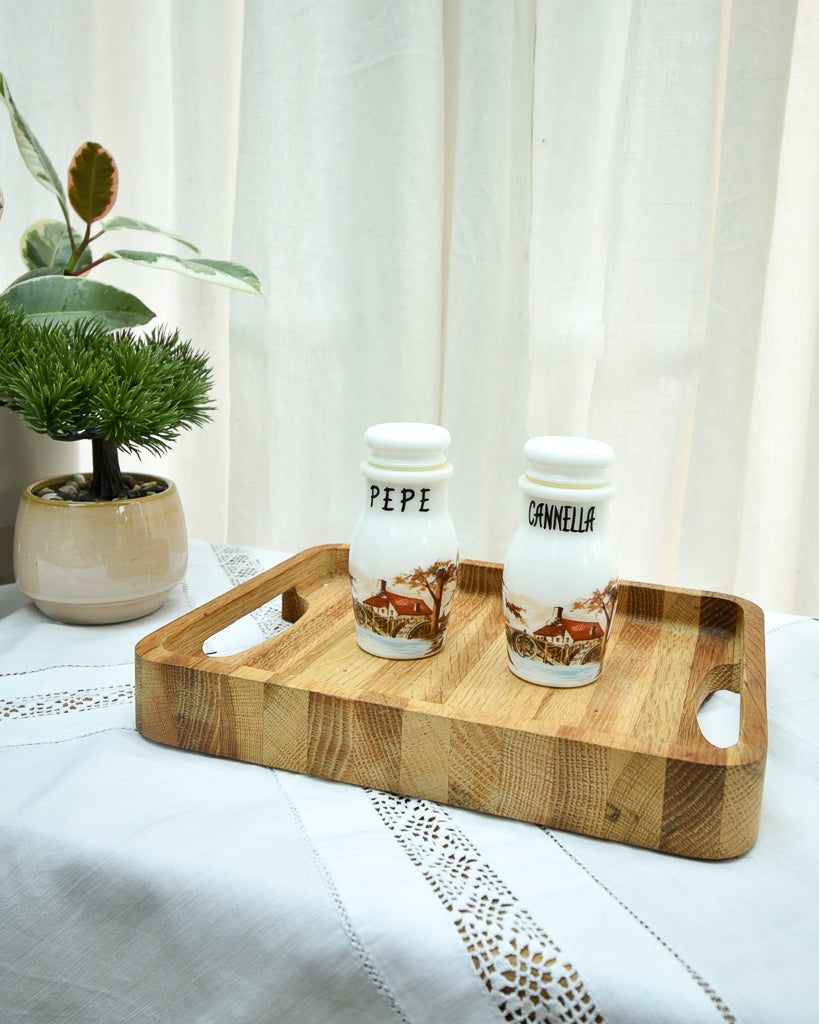 Mid Century 1950s Milk Glass Herb Jar Set