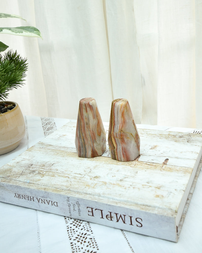 Mid Century Onyx Marble Salt & Pepper Shaker Set