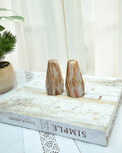 Mid Century Onyx Marble Salt & Pepper Shaker Set