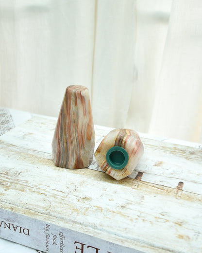 Mid Century Onyx Marble Salt & Pepper Shaker Set