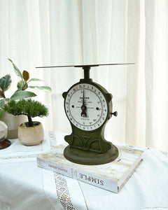 Mid Century Green Painted Metal Postal Weighing Scales