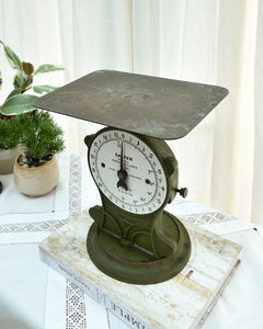 Mid Century Green Painted Metal Postal Weighing Scales
