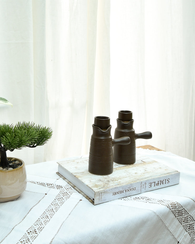 Mid Century Mayflower Oil & Vinegar Bottles Denby-Langley